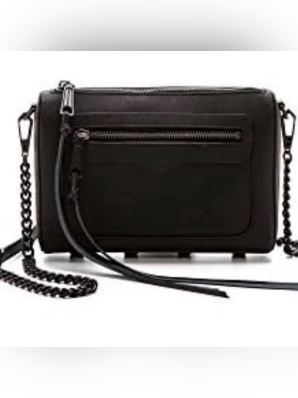 Rebecca Minkoff Black Leather Mini Crossbody with Chain Strap
